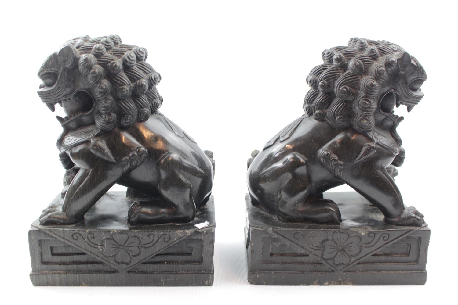 Pair of Good Quality Chinese Hand carved Hard stone Dogs of Foe 23cm in Height - Image 2 of 4