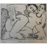 Anita Klein B.1960, 'Nige & the Necklace' Etching 21/100, Signed in Pencil, 14 x 12cm