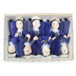 Collection of Seven Sailor Dolls all marked with cap ribbons, Queen Mary, Andes, S A Vaal etc