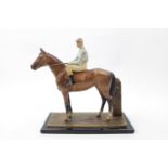 Interesting Early 20thC Match Striker Cold painted figure of a Jockey on horseback set