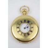 Good quality 18ct Gold Half Hunter with Roman numeral dial, engraved to interior 'presented to