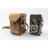 Cased Rolleiflex Compur Rapid Franke & Heidecke Braunschweig twin reflex camera in Leather case
