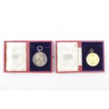 2 Cased John Pinches Medallist of London Silver Royal Academy of Music White metal medal and a