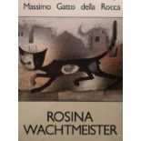 2 Unframed Studio advertisements for Rosina Wachtmeister of a Cat with mouse, Cat with Houses -
