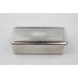 19thC Silver continental snuff box, engine turned - 2.5" wide 42g total weight