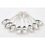 Set of 8 Silver Fiddle pattern Teaspoons by James & Josiah Williams, Exeter 1873, 165g total weight