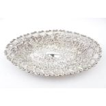 Oval boat shaped embossed dish with pierced sides by Henry Matthews, Birmingham, 1898, 266g total