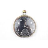 WWII Black faced Pocket watch with numeral face marked GS/TP P168 with Arrow mark, 5cm in Diameter