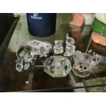 Four Swarovski animals (one a/f), two boxed and a display case