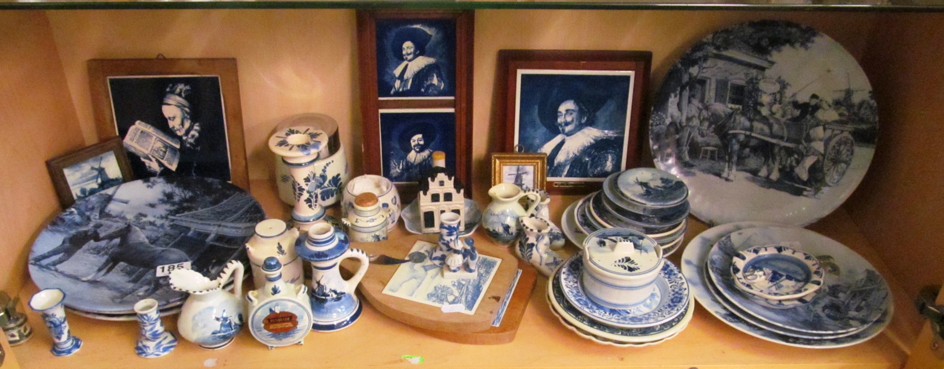 Various Delft and other blue and white china including wall plaques