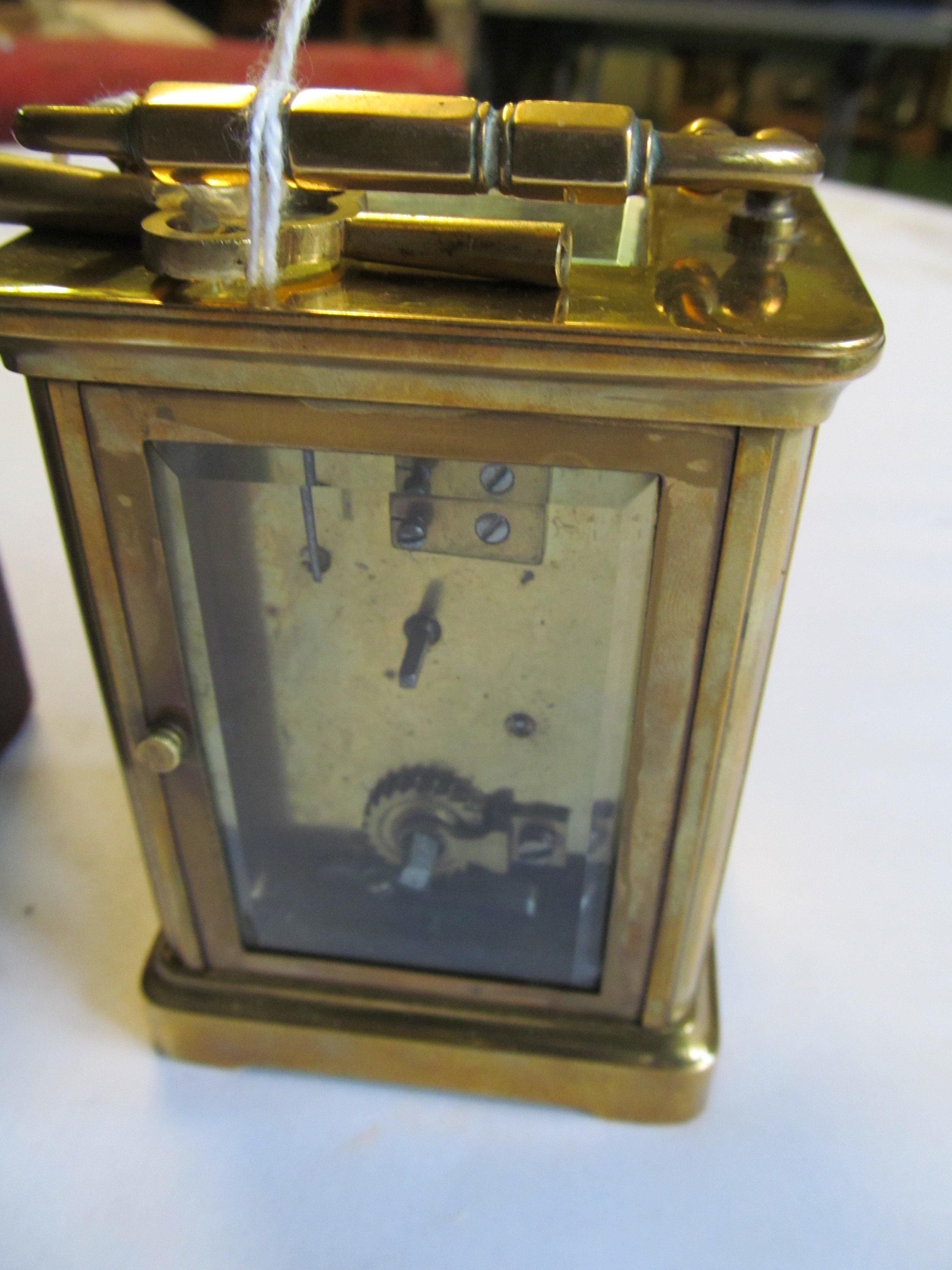 A brass carriage clock (i.c) with key - Image 4 of 4