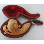 A Meerschaum pipe with claw to bowl