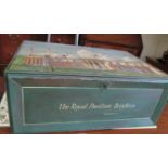 A drop front tin box with 'The Royal Pavilion, Brighton'
