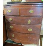 A 19th Century mahogany apprentice bow front chest two short and three long drawers