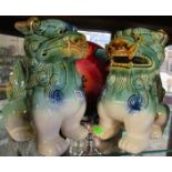 A pair of pottery Kylin lions