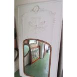 A French style mirror with cream frame with applied motif of shell, arrow and torch design