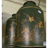 A pair of chinoiserie style metal tea caddies