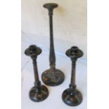 A pair of papier mache Victorian candlesticks and a barbola style hat stand
