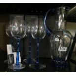 Four Orrefors glasses and jug, boxed