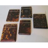 Four tortoiseshell card cases and another tortoiseshell effect