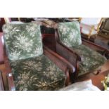 A 1920's three-piece bergere suite three seater settee and two armchairs on claw and ball feet (cane