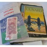 Two England football programmes 1954 V Germany and 1956 V Brazil,Cunard Passenger list 1930, wine