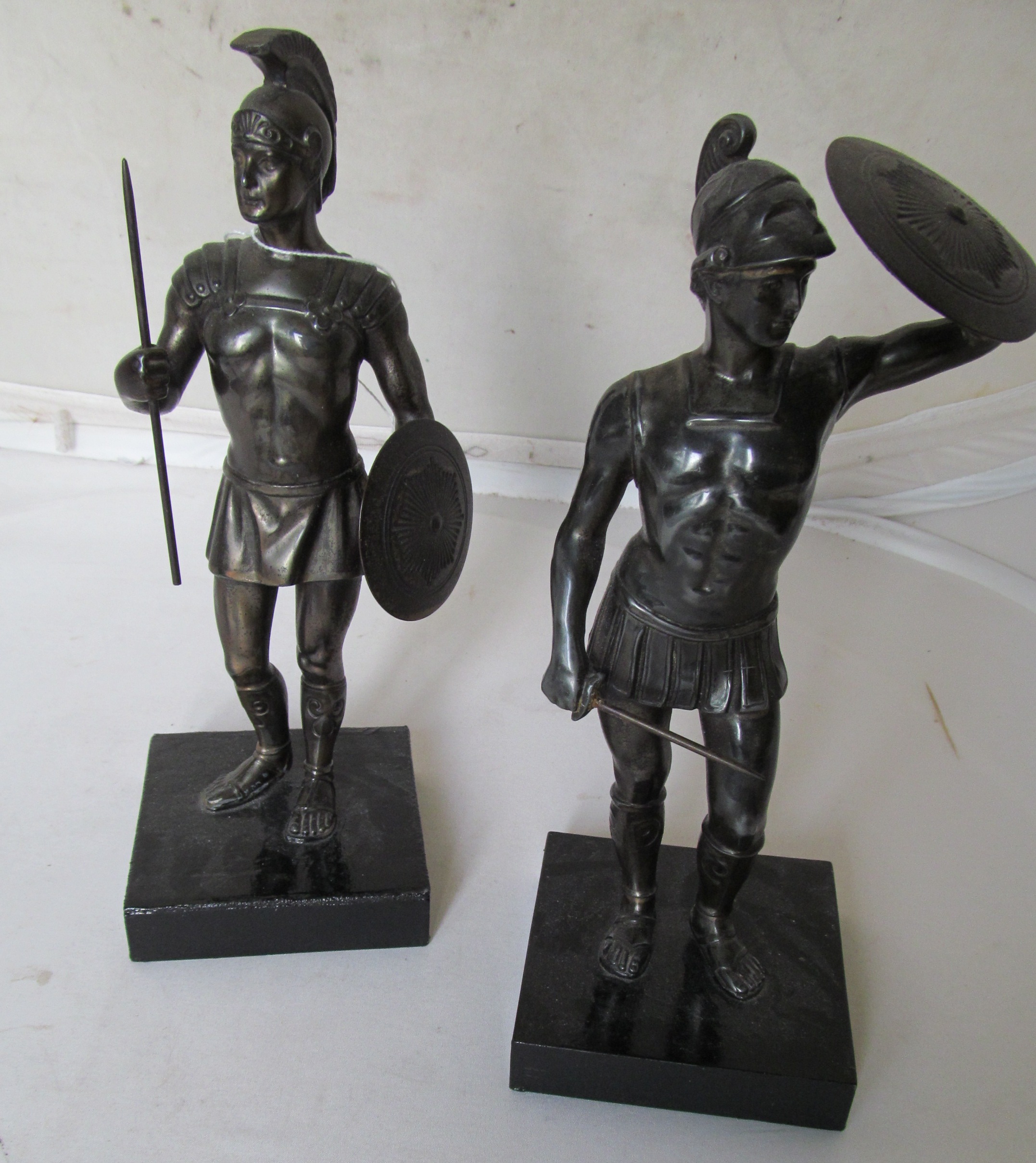 A pair of 19th Century spelter figures gladiators
