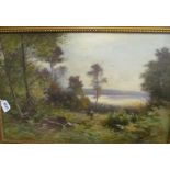 Ernest Parton - oil on canvas figure in landscape in gilt frame