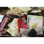 A collection of ladies accessories including; shawls, scarves, handkerchiefs et cetera and