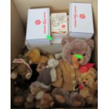 Fifteen small Herman bears and some boxes