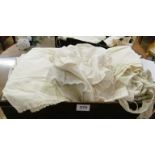 Some Victorian and Edwardian white linen and clothes including; ladies pantaloons, tops, petticoats,