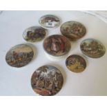 Eight various Victorian pot lids including 'The Snow Drift’, ‘Residence of Anne Hathaway', '