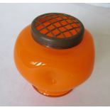 A Czechoslovakian orange glass vase