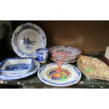 A pair of Royal Doulton Norfolk pattern plates and other decorative plates