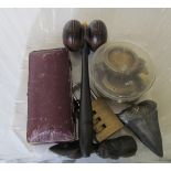 An amber colour cigarette holder and cheroot holder (i.c) and other items