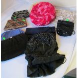 Various hats and handbags