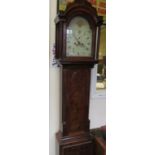A 19th Century mahogany Longcase clock, painted arched dial and eight day movement