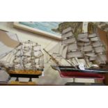 A model Cutty Sark galleon (1869) and Fragatta Siglo (XV111).