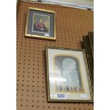 A Baxter style print naval gentleman and a Baxter print Interior St Pauls