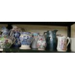 Various decorative Victorian pottery jugs (s/a/f)