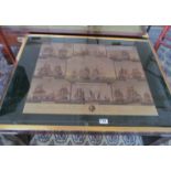 A military style coffee table with print depicting ship combats