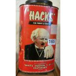 An advertising tin 'Hacks'