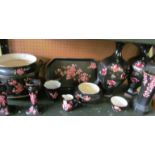 Various black and rose pattern china