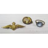 An RAF brooch, brooch and ring