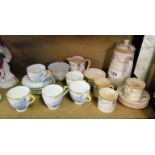 A Gladstone china 1930s teaset pansy pattern and a part Royal Doulton 'Sheraton' coffee set