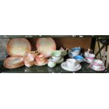 An Edwardian part teaset orange leaves and other teaware (sa/f)
