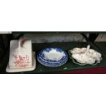 A Victorian pottery cheese dish and other Victorian china