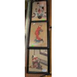 A set of three Japanese prints Geisha in black frames