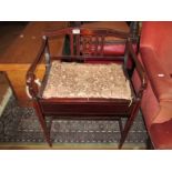 An Edwardian piano stool and 4 chairs (all a/f)