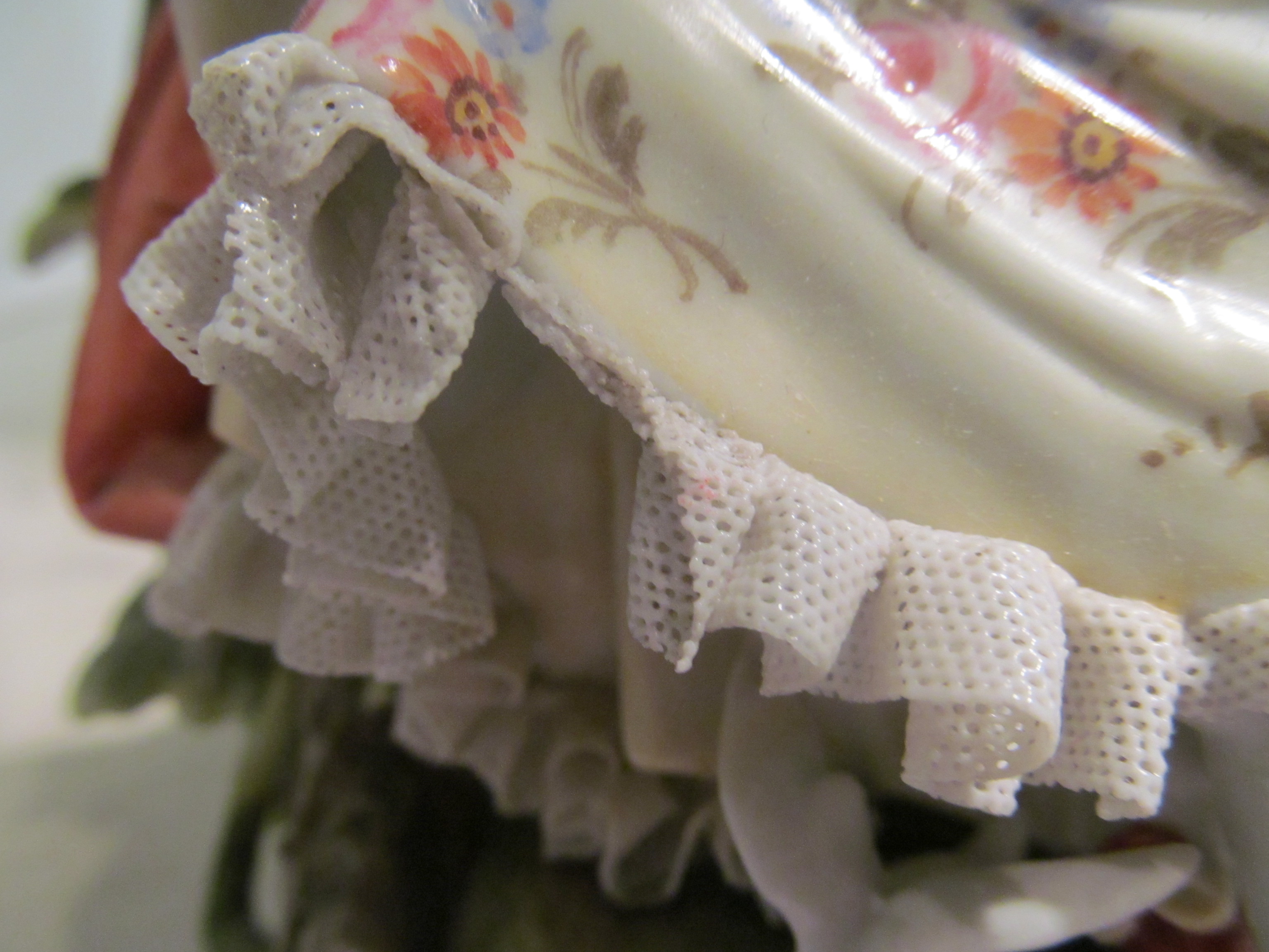 A Capodimonte figure lady with basket of flowers holding a dove - Image 9 of 22